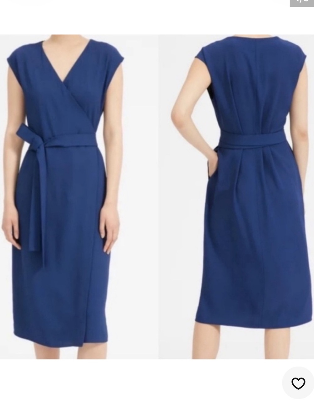 Everlane Japanese GoWeave Wrap Dress Blue 16